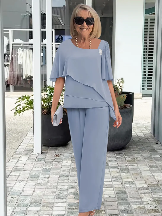 Nina | Completo con Camicia Asimmetrica a Strati e Pantaloni Ampi