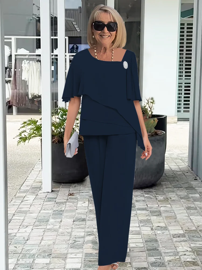 Nina | Completo con Camicia Asimmetrica a Strati e Pantaloni Ampi