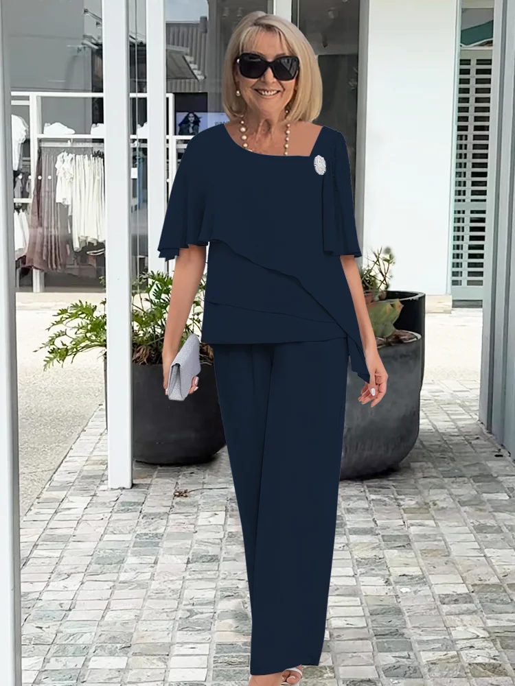 Nina | Completo con Camicia Asimmetrica a Strati e Pantaloni Ampi
