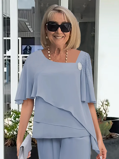 Nina | Completo con Camicia Asimmetrica a Strati e Pantaloni Ampi