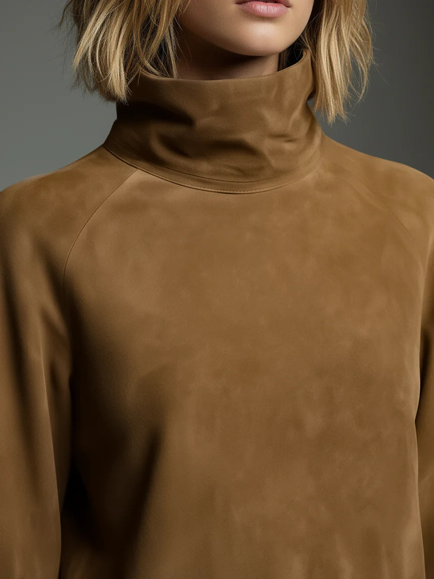 Bibiana | Mini Abito Oversize in Scamosciato Sintetico con Collo Alto