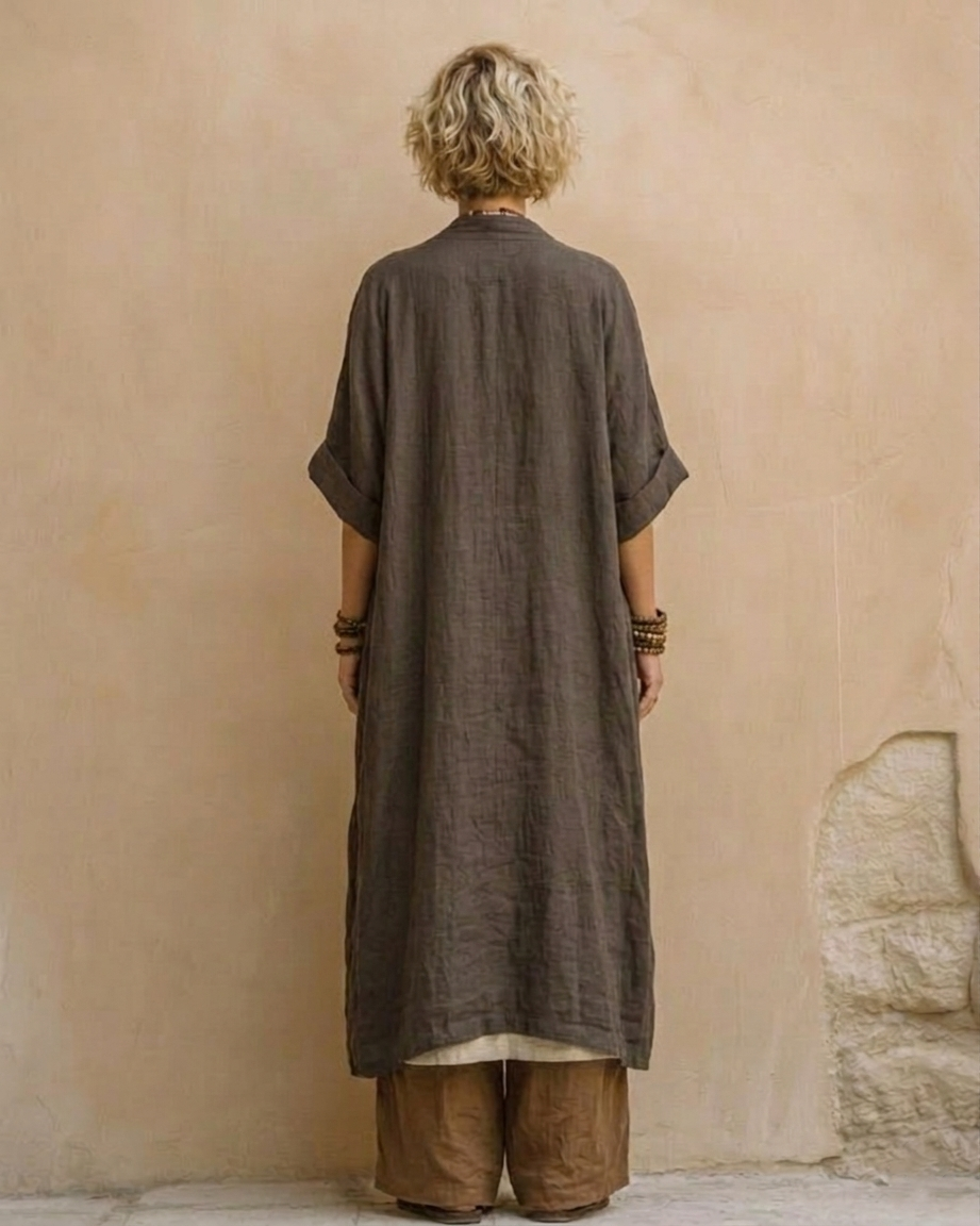 Giulietta | Completo Tre Pezzi Boho Grigio Scuro e Marrone con Motivo Tribale