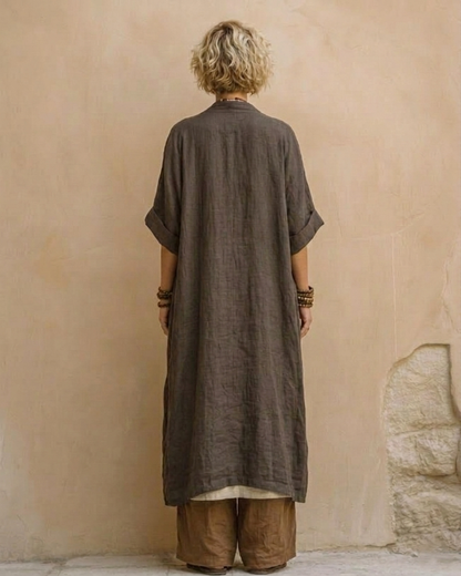 Giulietta | Completo Tre Pezzi Boho Grigio Scuro e Marrone con Motivo Tribale