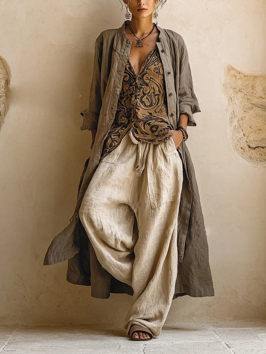 Lorenza | Completo Tre Pezzi in Lino e Cotone dal Fascino Boho