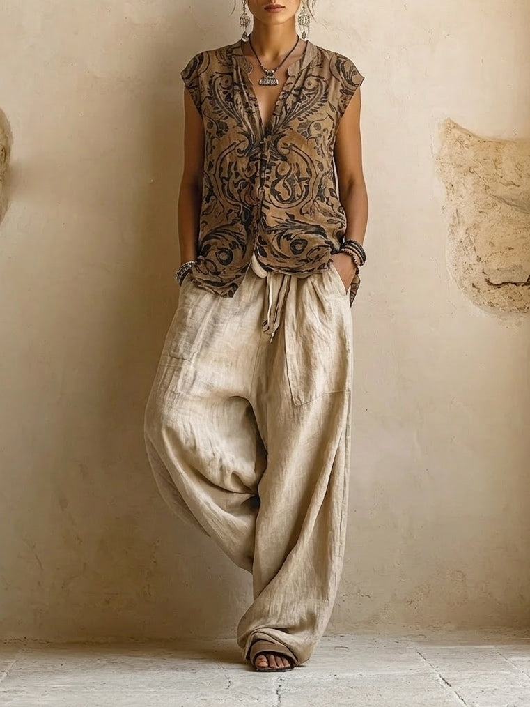 Lorenza | Completo Tre Pezzi in Lino e Cotone dal Fascino Boho