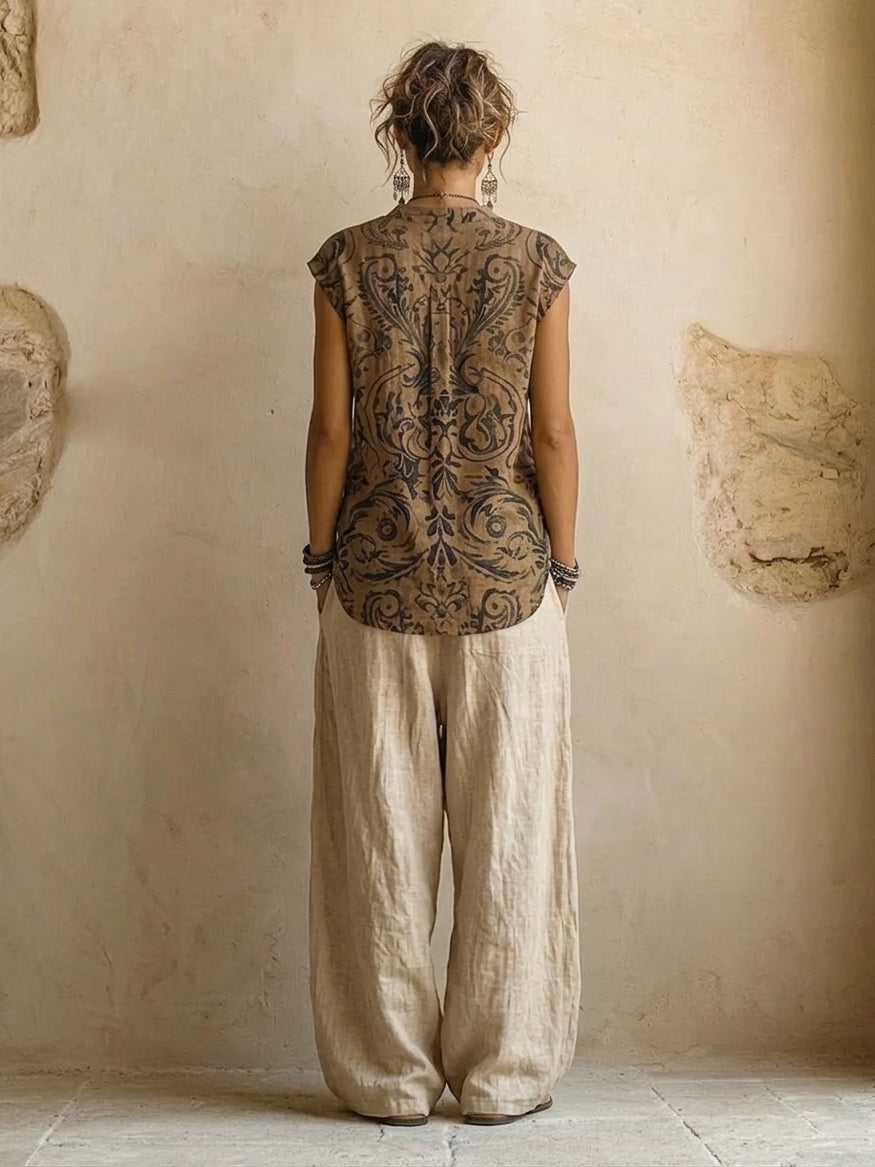 Lorenza | Completo Tre Pezzi in Lino e Cotone dal Fascino Boho