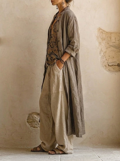 Lorenza | Completo Tre Pezzi in Lino e Cotone dal Fascino Boho