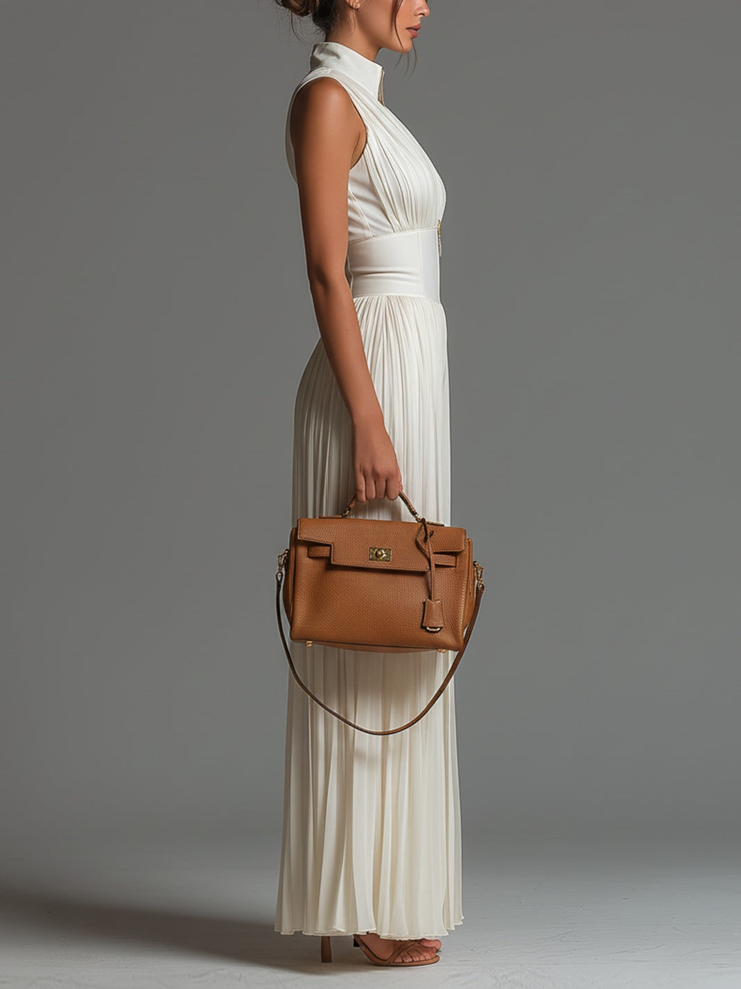 Lea | Tuta in Chiffon Bianco con Scollo a V, Smanicata e Gambe Ampie