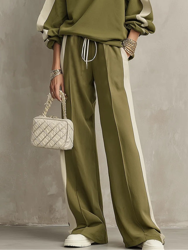 Sonia | Completo con Felpa Verde Oliva e Pantalone con Coulisse