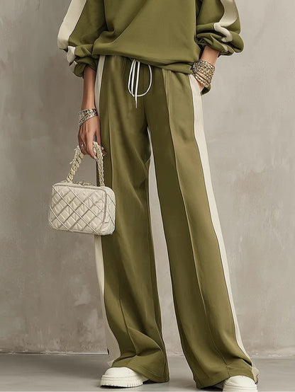 Sonia | Completo con Felpa Verde Oliva e Pantalone con Coulisse