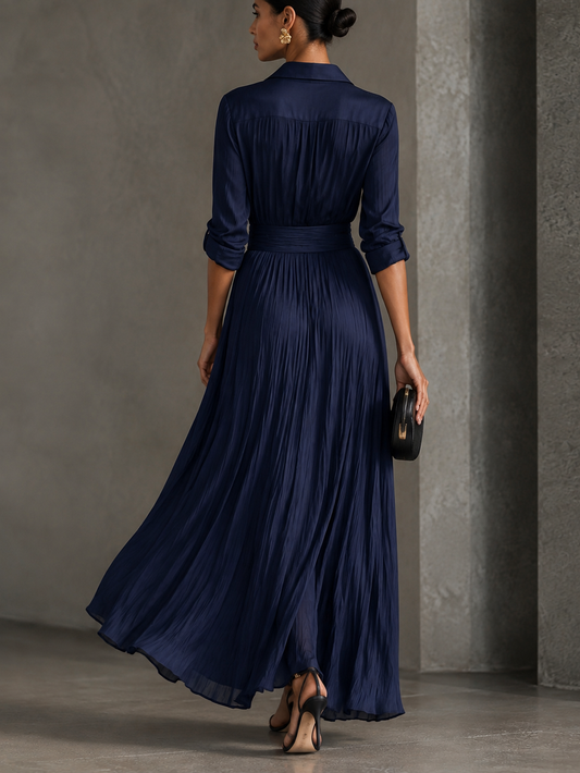 Graziella | Abito Camicia Maxi Blu Navy Annodato