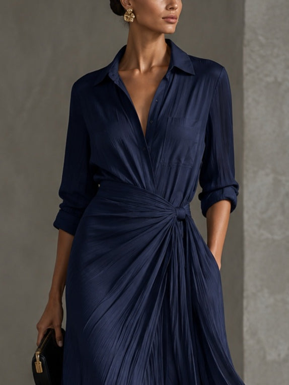 Graziella | Abito Camicia Maxi Blu Navy Annodato