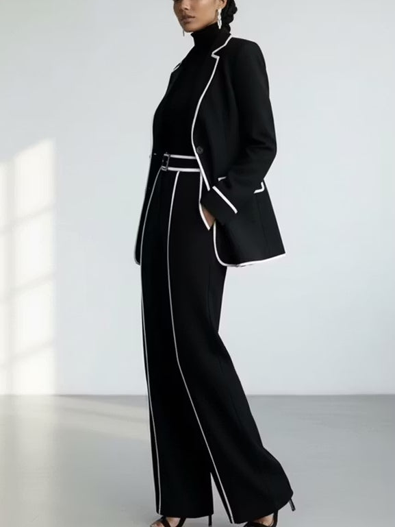 Claudia | Completo con Blazer dai Profili a Contrasto e Pantalone Ampio