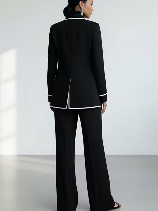 Claudia | Completo con Blazer dai Profili a Contrasto e Pantalone Ampio