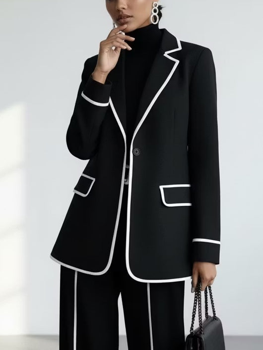 Claudia | Completo con Blazer dai Profili a Contrasto e Pantalone Ampio