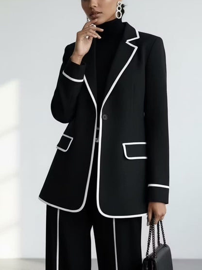 Claudia | Completo con Blazer dai Profili a Contrasto e Pantalone Ampio
