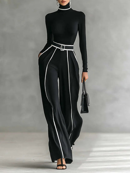 Emma | Completo Elegante con Collo Alto e Pantaloni Ampi