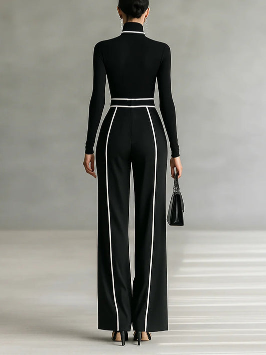Emma | Completo Elegante con Collo Alto e Pantaloni Ampi