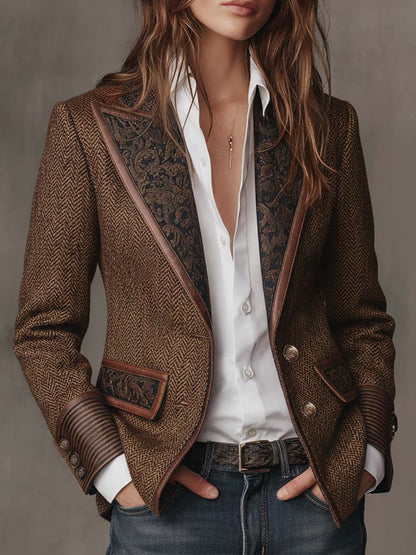Gisella | Blazer con Inserti Stampa Chevron