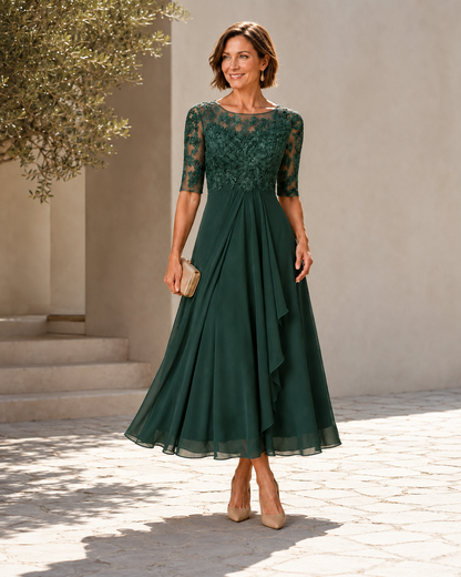 Rosa | Abito Midi in Pizzo che Valorizza la Figura