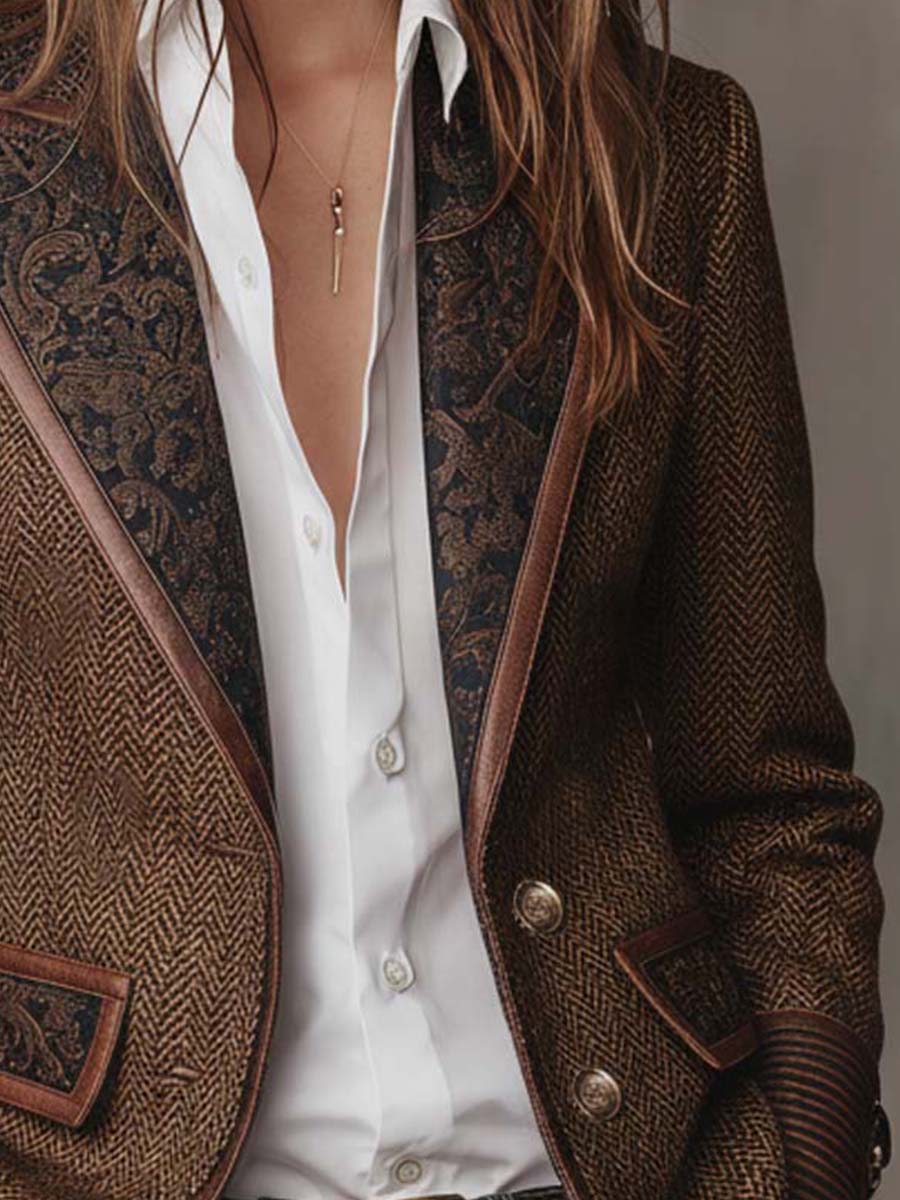 Gisella | Blazer con Inserti Stampa Chevron