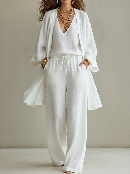 Isabella | Completo Homewear 3 Pezzi in Lino Casual