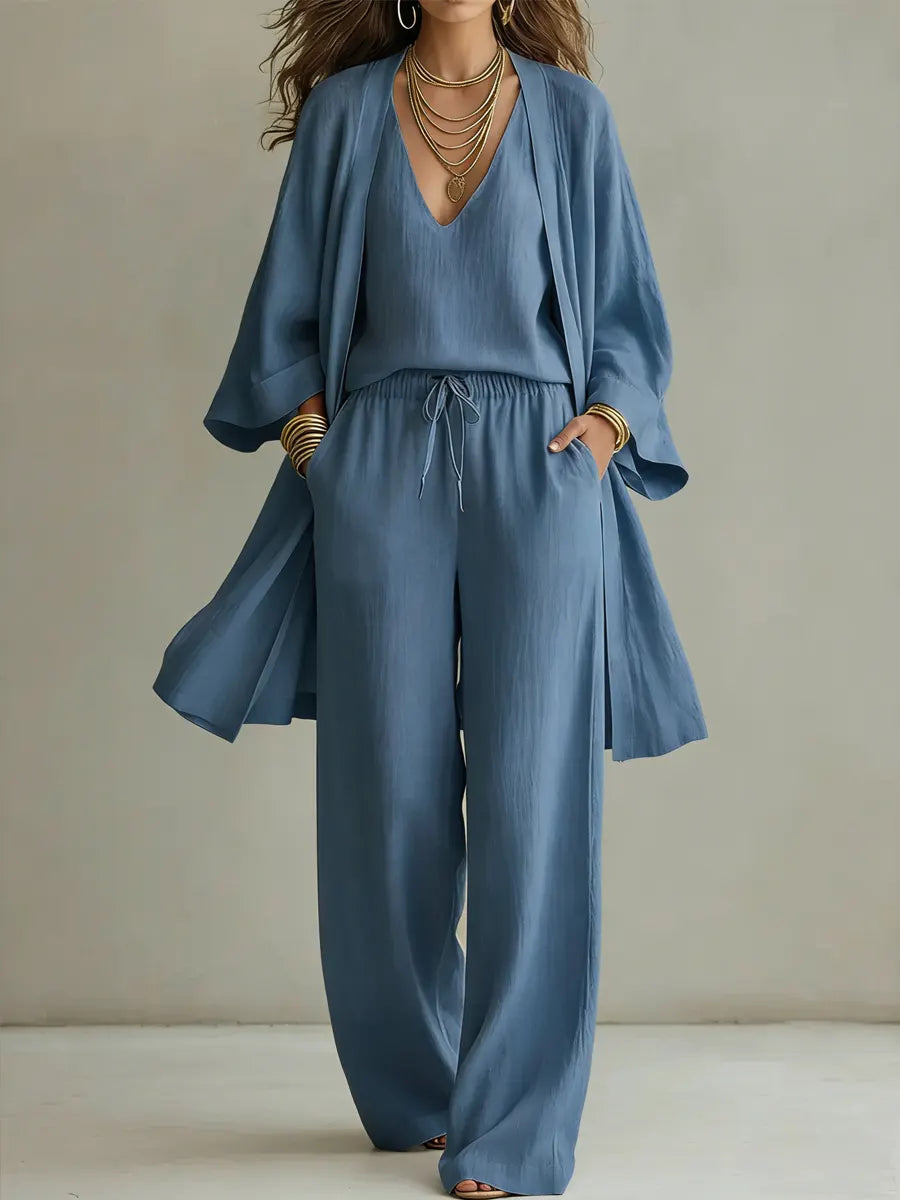 Isabella | Completo Homewear 3 Pezzi in Lino Casual