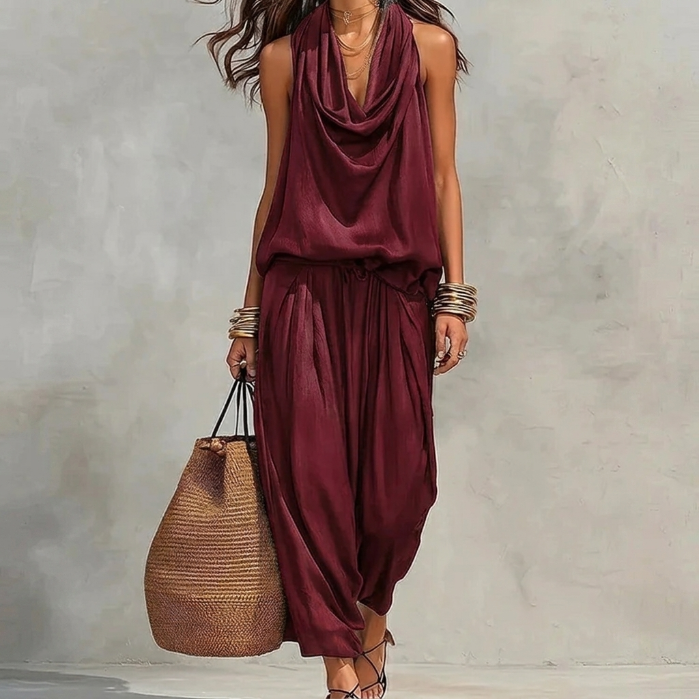 Ambra | Completo Fluido con Top all’Americana Drappeggiato e Pantaloni