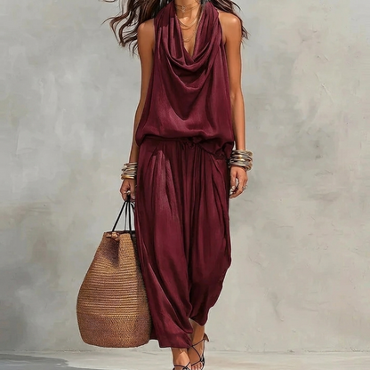Ambra | Completo Fluido con Top all’Americana Drappeggiato e Pantaloni