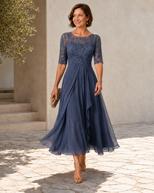 Rosa | Abito Midi in Pizzo che Valorizza la Figura