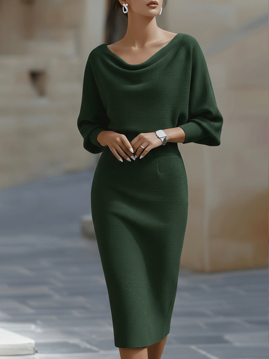 Alice | Abito Midi Drappeggiato Bianco