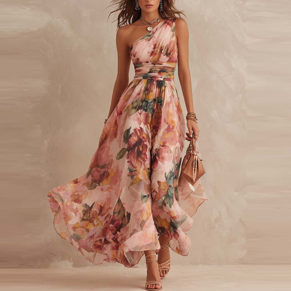 Felicia | Abito Lungo Asimmetrico in Chiffon
