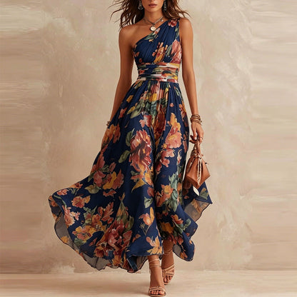 Felicia | Abito Lungo Asimmetrico in Chiffon