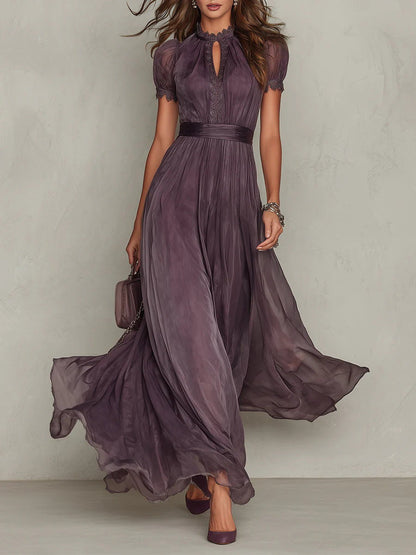 Miriam | Abito Lungo in Chiffon e Pizzo