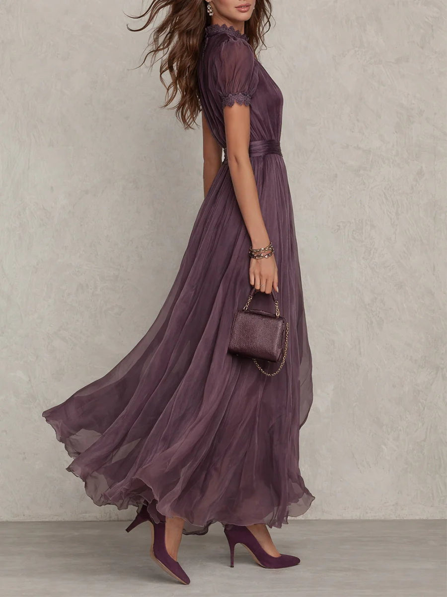 Miriam | Abito Lungo in Chiffon e Pizzo