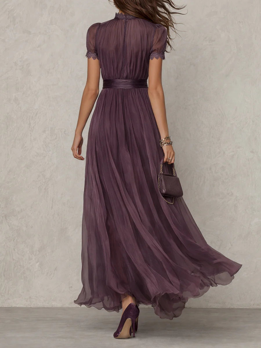 Miriam | Abito Lungo in Chiffon e Pizzo