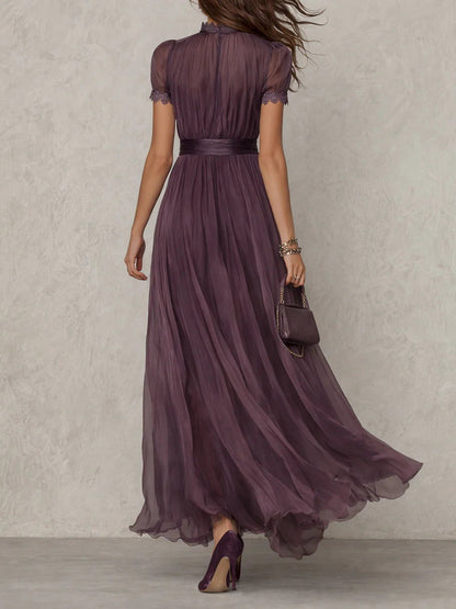 Miriam | Abito Lungo in Chiffon e Pizzo