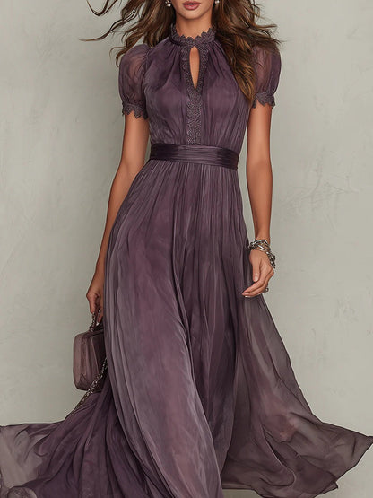 Miriam | Abito Lungo in Chiffon e Pizzo