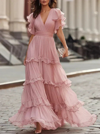 Susetta | Abito Lungo Romantico Rosa Cipria