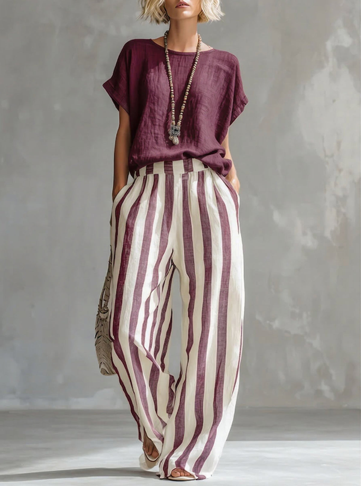 Ines | Completo Due Pezzi a Righe Casual