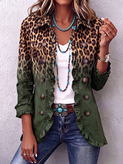 Cassandra | Blazer Leopardato Sfumato con Balze