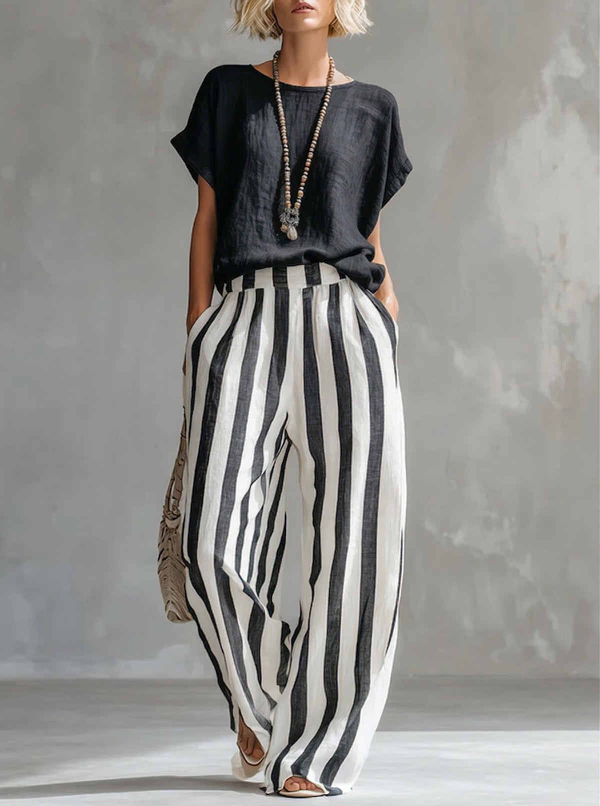 Ines | Completo Due Pezzi a Righe Casual