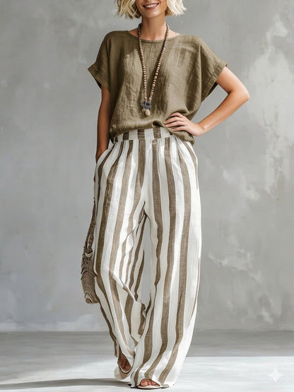 Ines | Completo Due Pezzi a Righe Casual