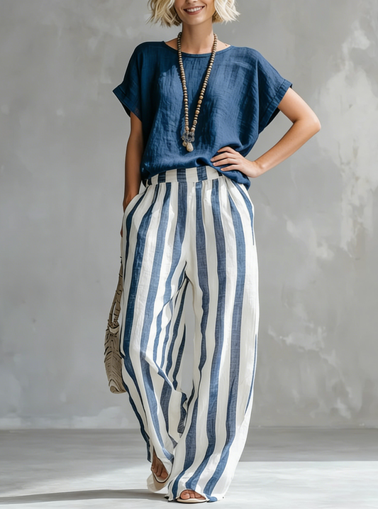 Ines | Completo Due Pezzi a Righe Casual