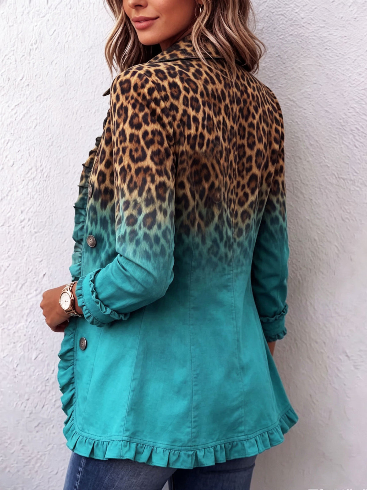 Cassandra | Blazer Leopardato Sfumato con Balze