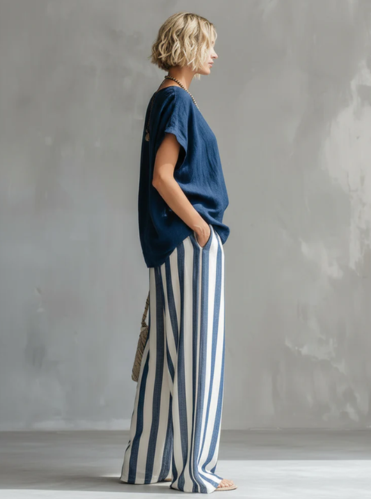 Ines | Completo Due Pezzi a Righe Casual