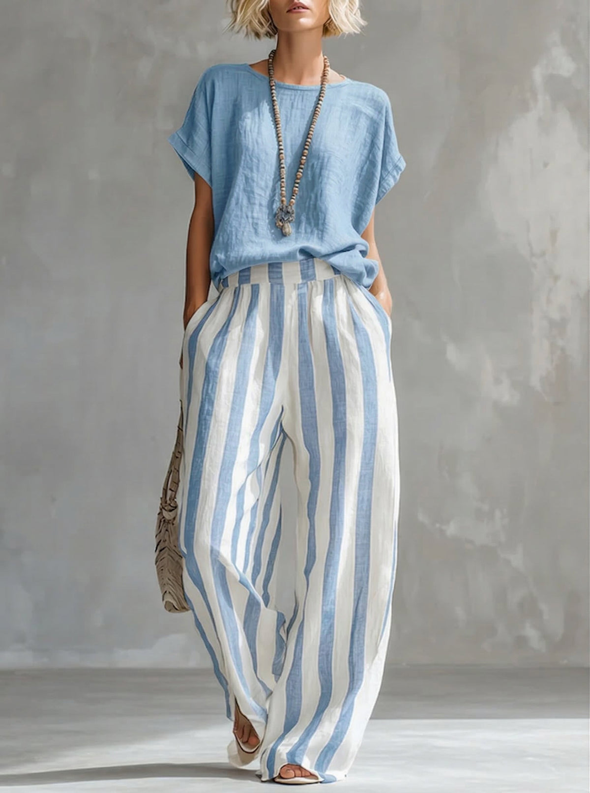 Ines | Completo Due Pezzi a Righe Casual