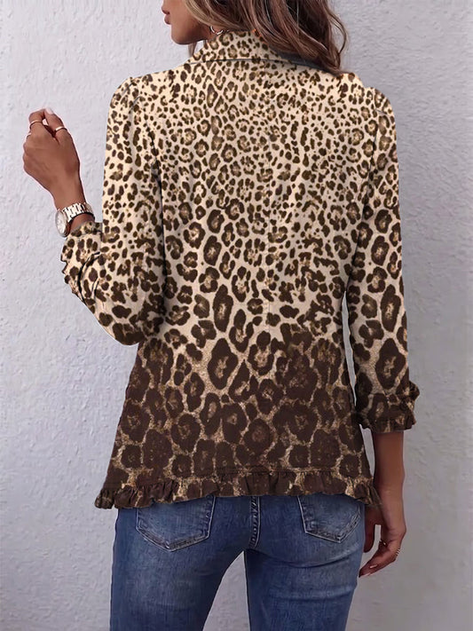 Ombretta | Giacca Leopardata Multicolore con Balze