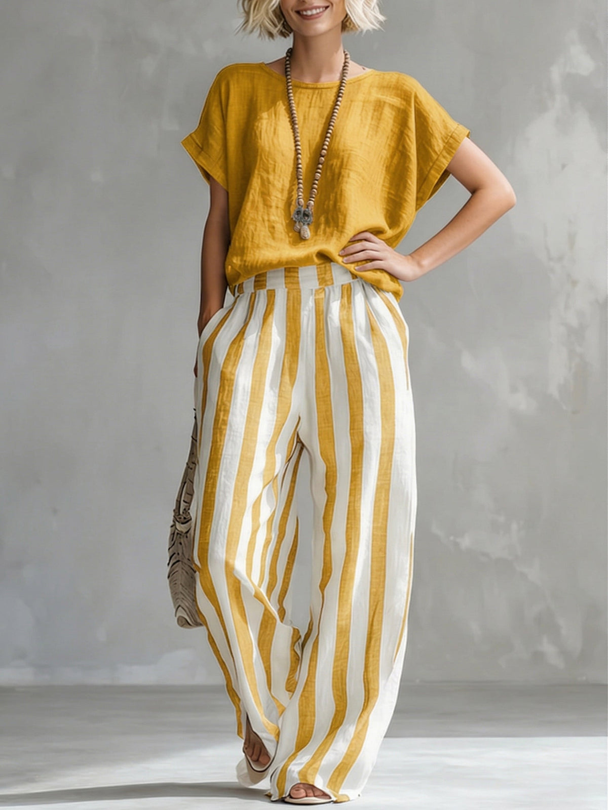 Ines | Completo Due Pezzi a Righe Casual