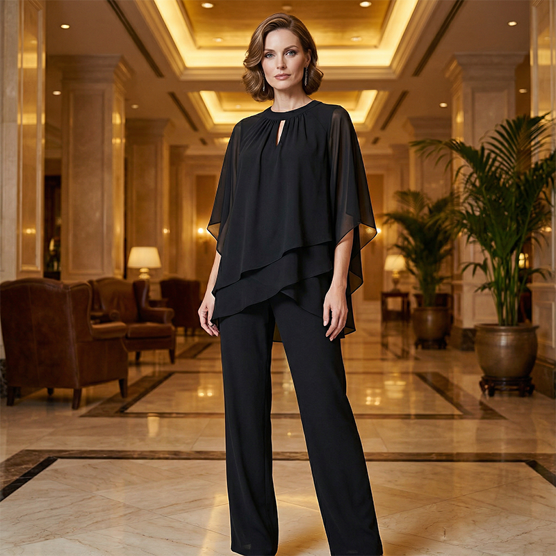 Giannina | Completo con Camicia Asimmetrica a Strati e Pantaloni Ampi